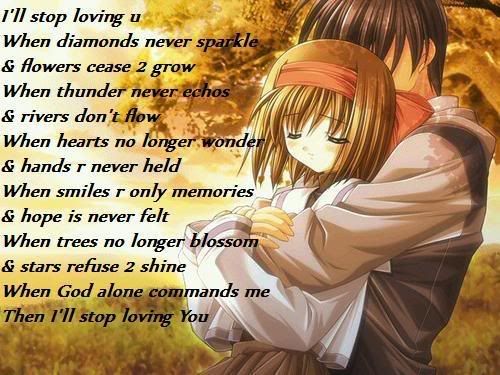 anime lovers wallpaper. Anime Lovers with poem Image