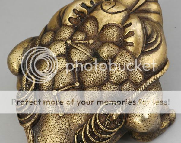 CHINESE Eximious BRASS CARVED LUCKYMONEY FROGTOAD STATUE  